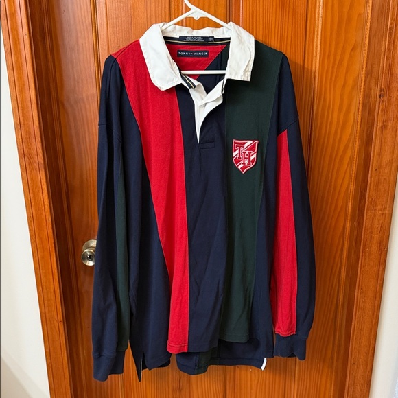Tommy Hilfiger Other - Vintage Tommy Hilfiger Navy, Red & Forest Green Colorblock Rugby Polo